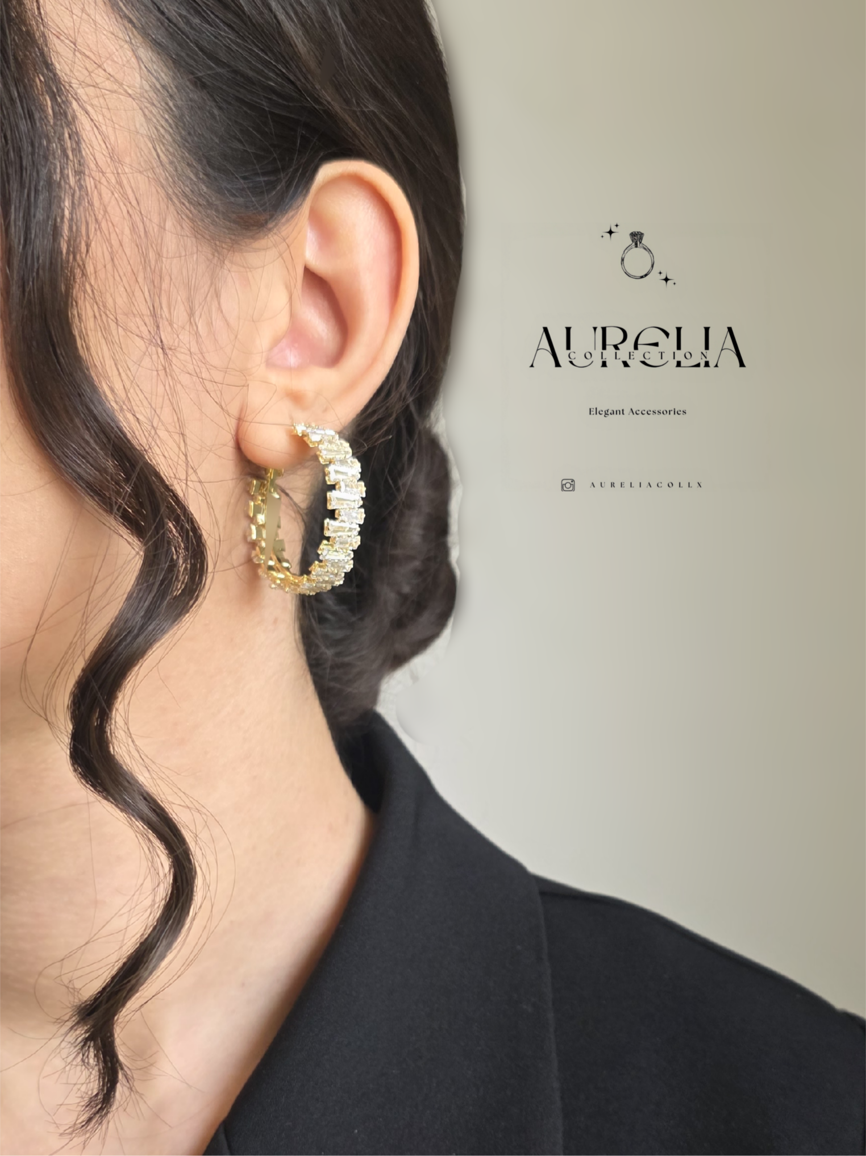 گوشواره تنیسی جواهری طلایی