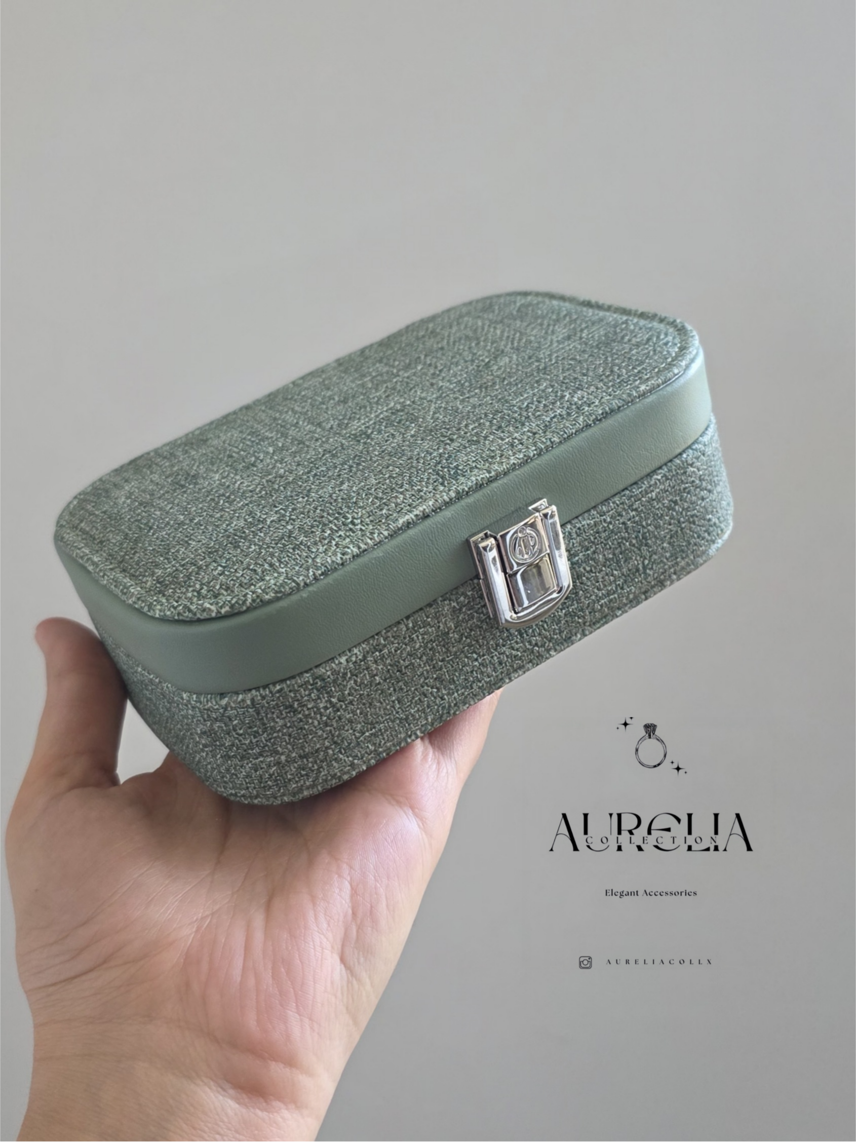 جعبه جواهری سبز ابعاد ۱۵×۱۰